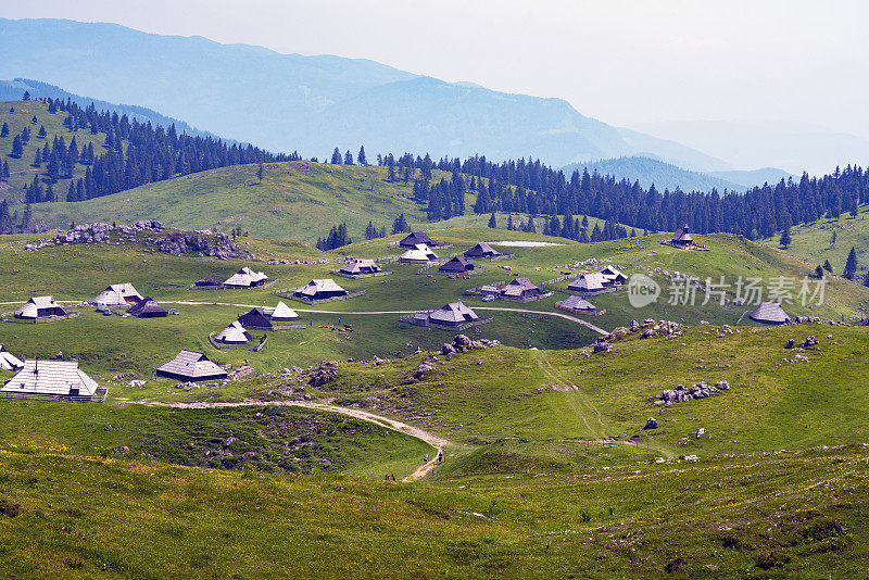 Velika planina，欧洲斯洛文尼亚的大牧场高原，有许多小屋